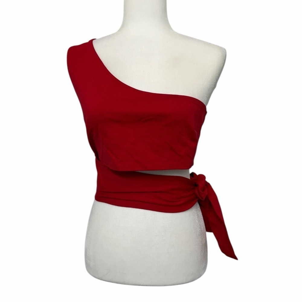 Urban Outfitters Red One-Shoulder Side Tie Top